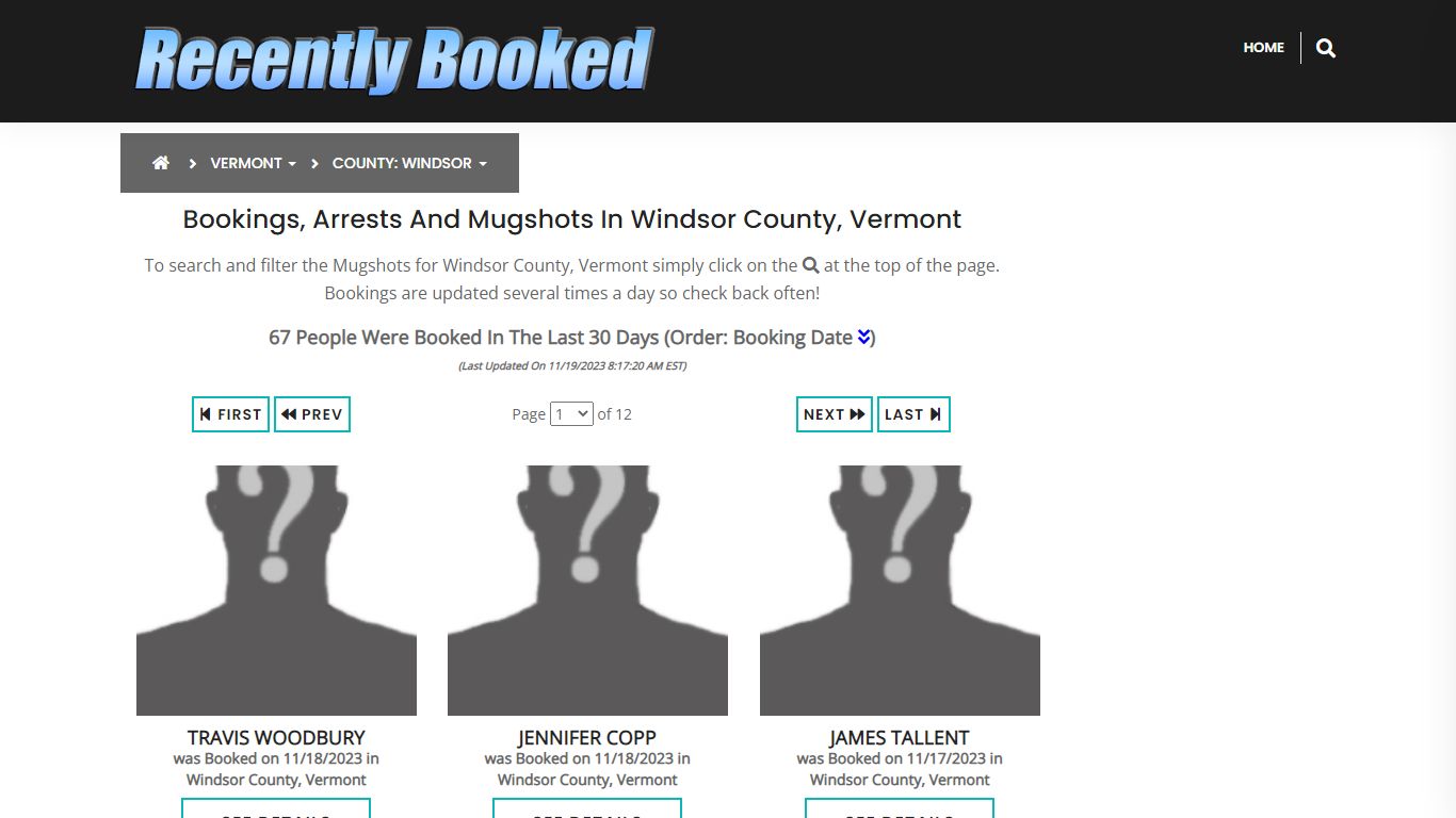 Bookings, Arrests and Mugshots in Windsor County, Vermont
